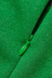 Green Elegant Solid Patchwork Square Collar Pencil Skirt Dresses