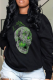 Black Street Party Skull Patchwork O Neck Tops