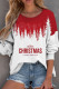 Red Casual Print Christmas Tree Printed Patchwork O Neck Tops