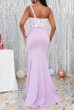Light Purple Elegant Solid Patchwork Strapless Dresses