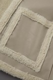 White Casual Patchwork Cardigan Turndown Collar Outerwear