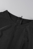 Black Sexy Solid Patchwork Half A Turtleneck Skinny Jumpsuits