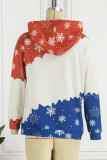 Red Casual Print Basic Hooded Collar Tops