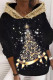 Black Gold Casual Print Patchwork Hooded Collar Tops