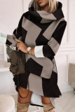Multicolor Casual Print Basic Turtleneck Long Sleeve Dresses