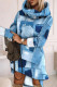 The cowboy blue Casual Print Basic Turtleneck Long Sleeve Dresses