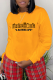 Yellow Casual Street Print Patchwork Letter O Neck Tops