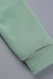 Light Blue Casual Solid Patchwork Zipper Collar Long Sleeve Two Pieces