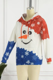 Red Casual Print Basic Hooded Collar Tops