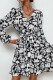 Black Casual Print Patchwork V Neck Long Sleeve Dresses