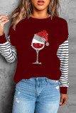 Grey Casual Print Patchwork O Neck Tops