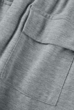 Grey Casual Solid Patchwork Harlan Mid Waist Harlan Solid Color Bottoms