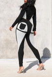 Blue Casual Sportswear Print Patchwork O Neck Long Sleeve Two Pieces