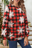 Red Casual Print Basic O Neck Tops