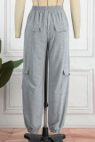Grey Casual Solid Patchwork Harlan Mid Waist Harlan Solid Color Bottoms