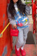 Grey Casual Print Basic Hooded Collar Long Sleeve Two Pieces