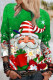Green Casual Santa Claus Basic O Neck Tops