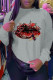 Grey Casual Daily Lips Printed Patchwork O Neck Tops