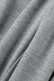 Grey Casual Solid Patchwork Harlan Mid Waist Harlan Solid Color Bottoms