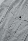 Grey Casual Solid Patchwork Harlan Mid Waist Harlan Solid Color Bottoms