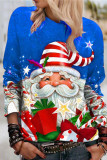 Red Casual Santa Claus Basic O Neck Tops