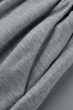 Grey Casual Solid Patchwork Harlan Mid Waist Harlan Solid Color Bottoms