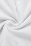 White Casual Solid Fold O Neck Long Sleeve Two Pieces