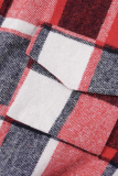 Red Street Striped Patchwork Turndown Collar Outerwear