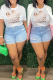White Street Vintage Gradual Change Print Letter O Neck T-Shirts