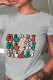 Grey Casual Street Print Patchwork Letter O Neck T-Shirts
