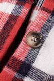 Red Street Striped Patchwork Turndown Collar Outerwear