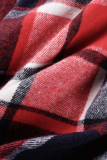 Red Street Striped Patchwork Turndown Collar Outerwear