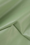 Green Sexy Casual Solid Backless Oblique Collar Sleeveless Two Pieces