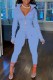 Sky Blue Casual Print Letter Zipper Collar Long Sleeve Two Pieces