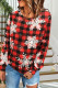 Burgundy Casual Print Basic O Neck Tops