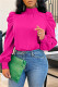 Rose Red Fashion Casual Solid Basic Turtleneck Tops