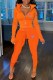 Orange Casual Print Letter Zipper Collar Long Sleeve Two Pieces