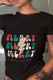 Black Casual Street Print Patchwork Letter O Neck T-Shirts