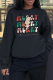 Black Casual Vintage Print Patchwork Letter O Neck Tops