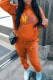 Orange Casual Print Letter Hooded Collar Long Sleeve Two Pieces