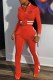 Red Casual Print Letter Zipper Collar Long Sleeve Two Pieces