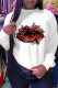 White Casual Daily Lips Printed Patchwork O Neck Tops