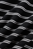 Black Casual Striped Patchwork Turtleneck Straight Dresses