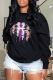 Black Street Vintage Lips Printed Patchwork O Neck Tops
