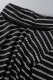 Black Casual Striped Patchwork Turtleneck Straight Dresses