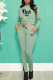Light Green Casual Sportswear Print Patchwork O Neck Long Sleeve Two Pieces
