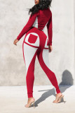Blue Casual Sportswear Print Patchwork O Neck Long Sleeve Two Pieces
