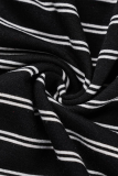 Black Casual Striped Patchwork Turtleneck Straight Dresses
