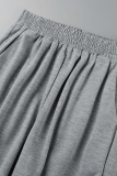 Grey Casual Solid Patchwork Harlan Mid Waist Harlan Solid Color Bottoms