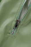 Green Sexy Casual Solid Backless Oblique Collar Sleeveless Two Pieces